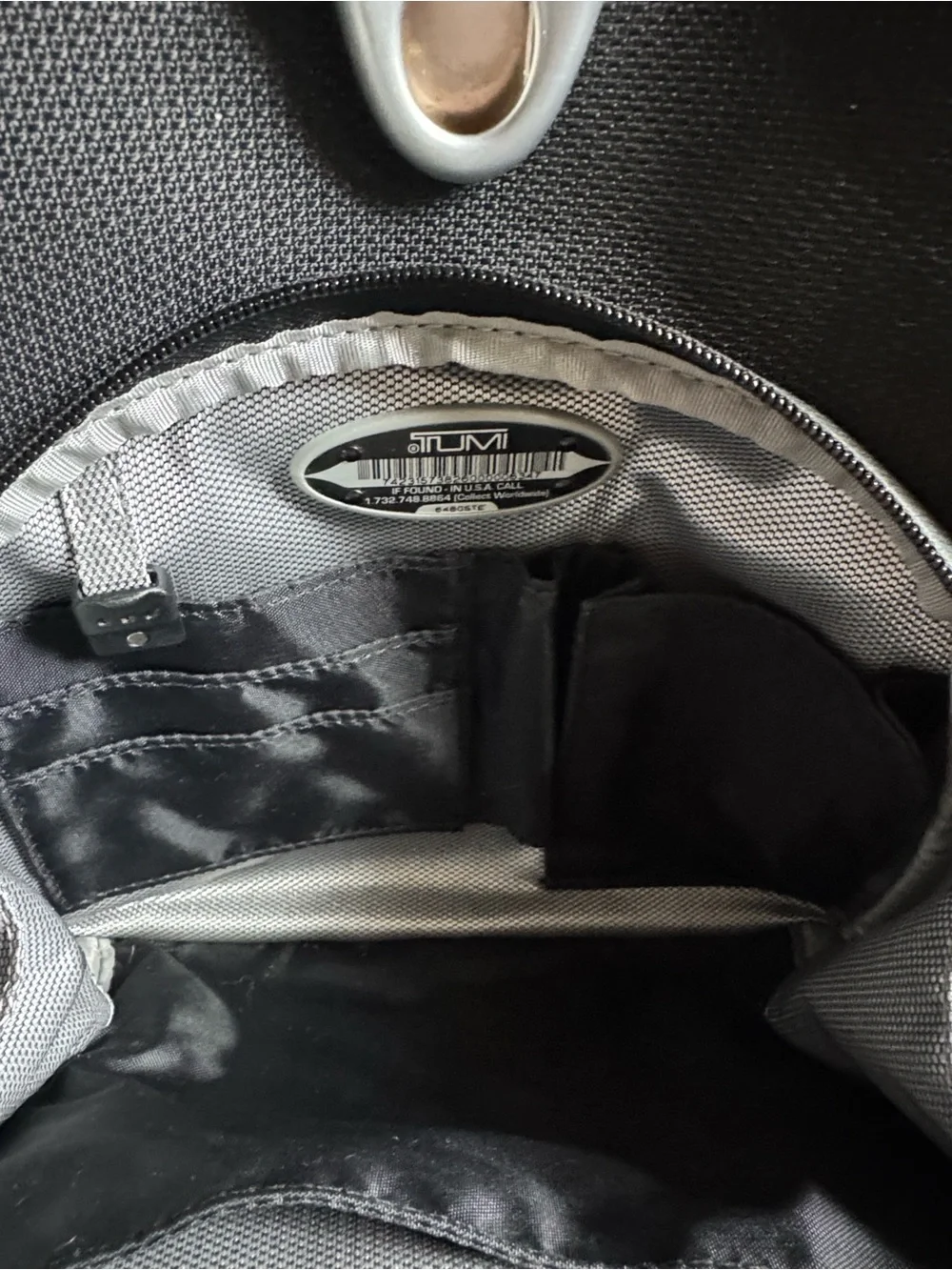 Tumi Black Compact Daypack with Silver Accent